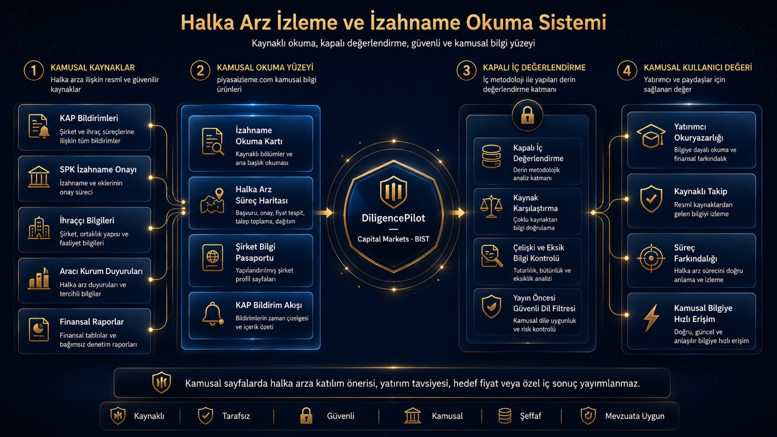 Halka arz analiz akışı — kamusal kaynak düzeyinde KAP, SPK, izahname ve kurumsal iz okuması